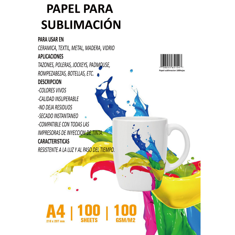 PAPEL SUBLIMACION A4X100 HOJAS SECADO INSTANTANEO REVERSO ROSADO