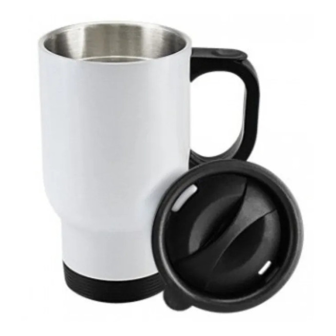 Mug metálico de 14 oz para sublimación con tapa negra