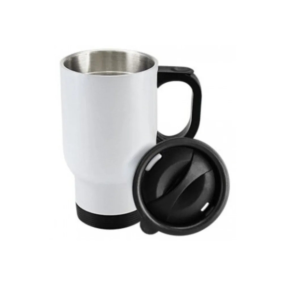 Mug metálico de 14 oz para sublimación con tapa negra