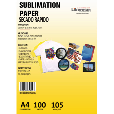 PAPEL SUBLIMACION A4X100 HOJAS REVERSO AMARILLO