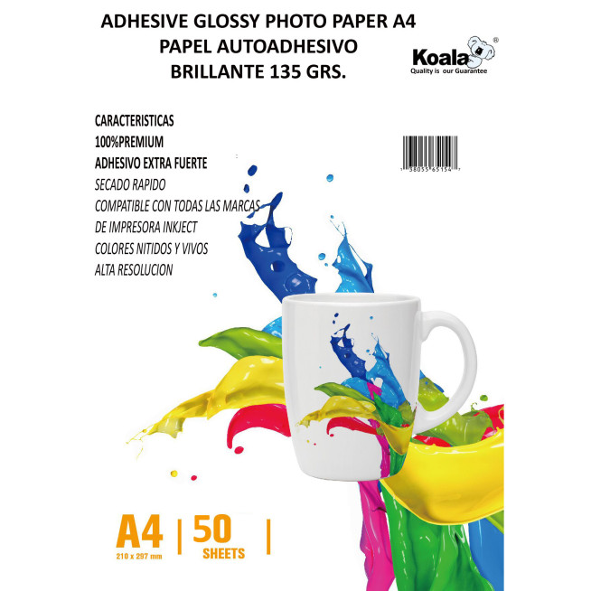 PAPEL FOTOGRAFICO BRILLANTE ADHESIVO 135GRS