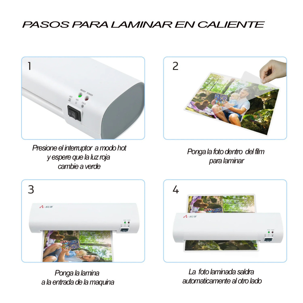 Ficha técnica y características de la termolaminadora A-SUB A4