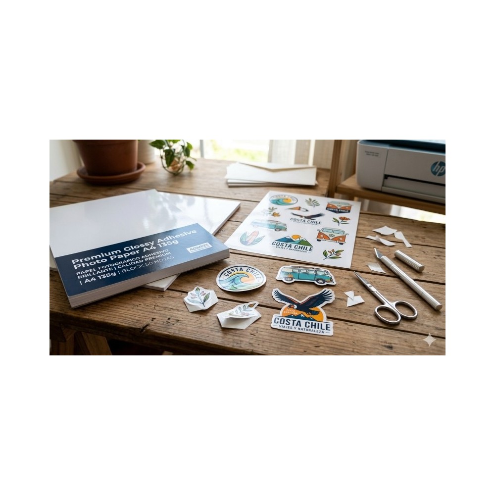 Papel Fotográfico Adhesivo Brillante 135g A4 (50 Hojas) | Liberman
