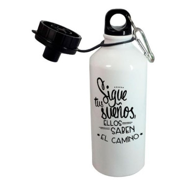 Botella blanca de sublimación con diseño de texto y frases